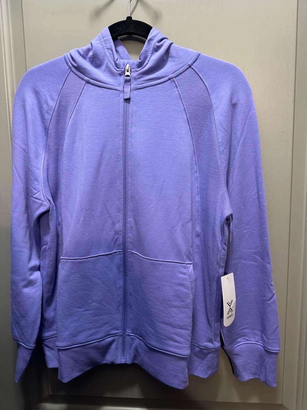 Xersion Size L (14.5/16.5) Plus “Purple Bloom” Super Soft Full-Zip Hoodie NWT